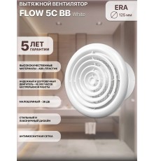 Вентилятор осевой вытяжной FLOW 5 C BB с обратн. клапаном, двигателем на ш/подшип D 125