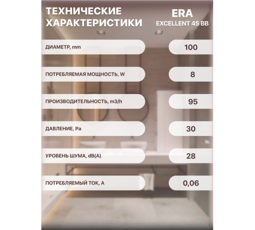 EXCELLENT 4C BB Matt black Вентилятор встраиваемый EXCELLENT D100 осевой обр.клапан шариковый подшип